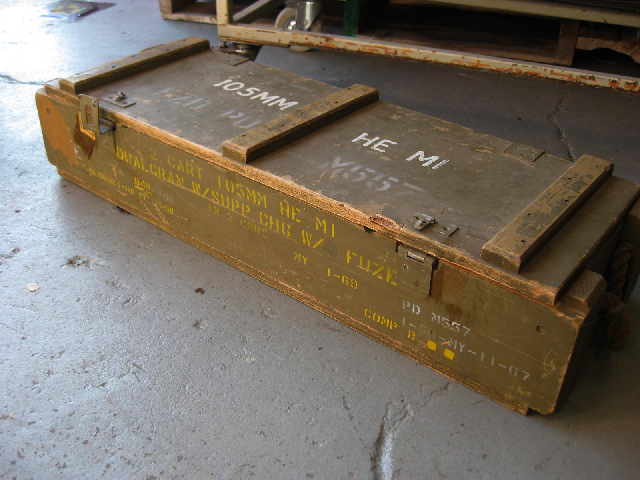 AMMO BOX, Wooden - Green (Rope Handles) 90x30x16cm